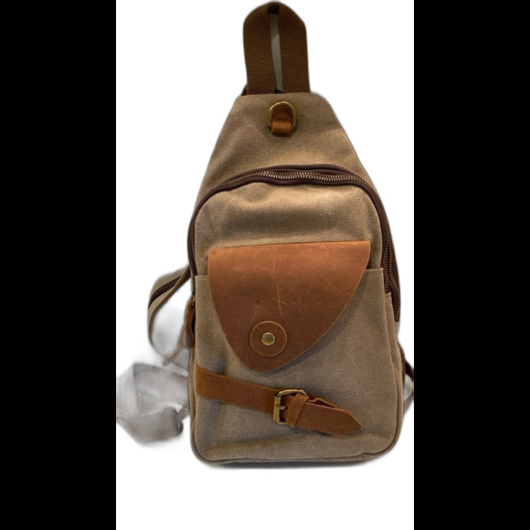Handbags - KL928 Canvas & Leather Bag Sling Crossbody Backpack Purse Multi compartment